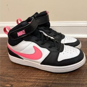 Nike Kids Court Borough Mid 2 Black Sunset Pulse Pink Sneakers